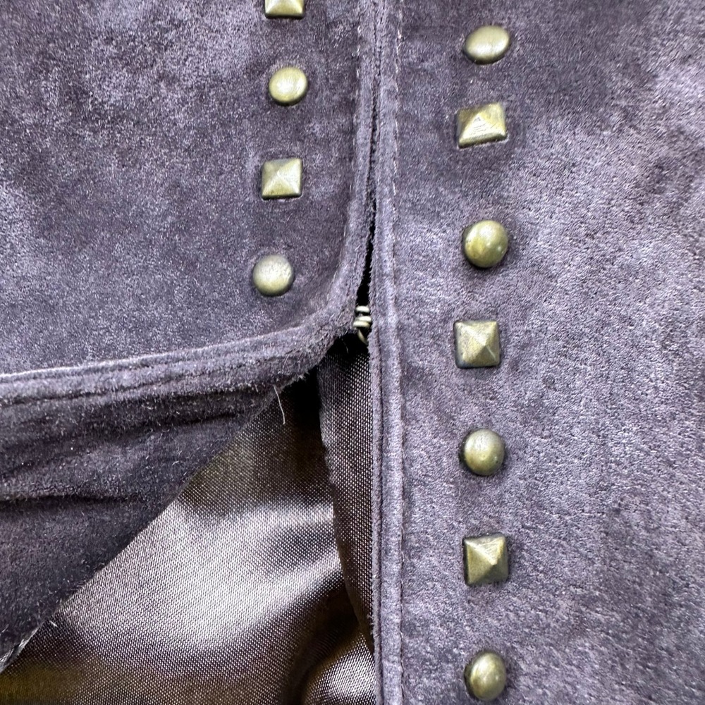 Brown Genuine Suede Studded Jacket Petite Small Statement Jacket‎ - Picture 10 of 16
